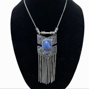 BOHO blue stone‎ fringe necklace